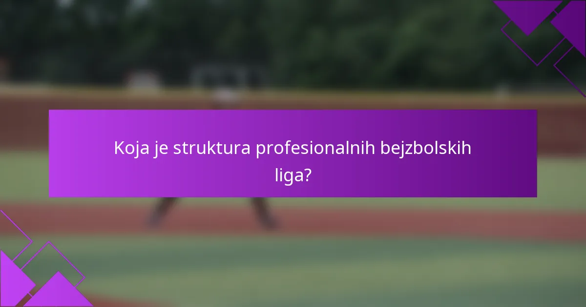 Koja je struktura profesionalnih bejzbolskih liga?