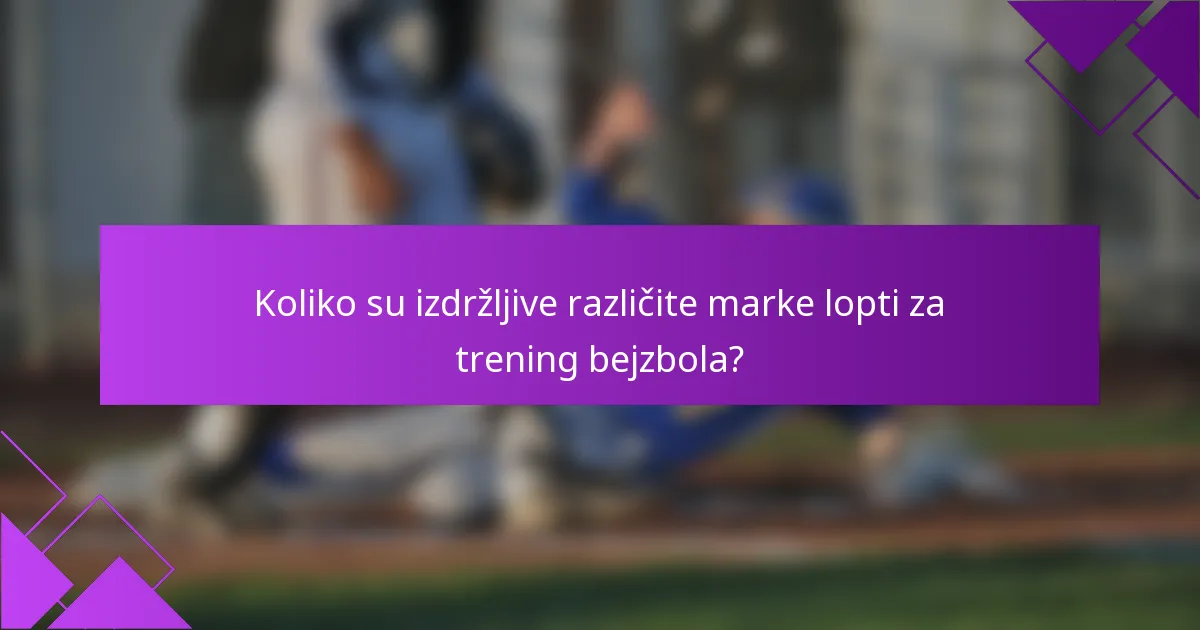Koliko su izdržljive različite marke lopti za trening bejzbola?